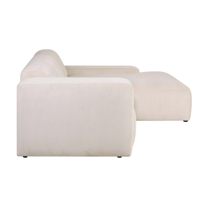 by fonQ Wonder 4-zits Hoekbank met Chaise Longue Rechts - Rib - Crème