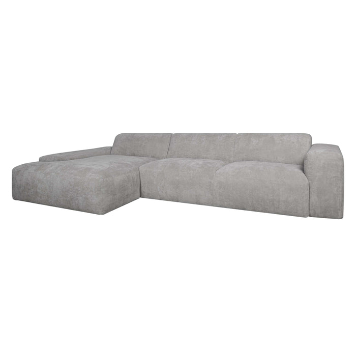 by fonQ Wonder 5-zits Hoekbank met Chaise Longue Links - Rib - Grijs