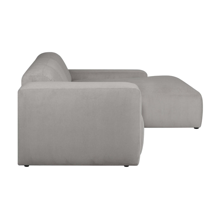 by fonQ Wonder 4-zits Hoekbank met Chaise Longue Rechts - Rib  - Grijs