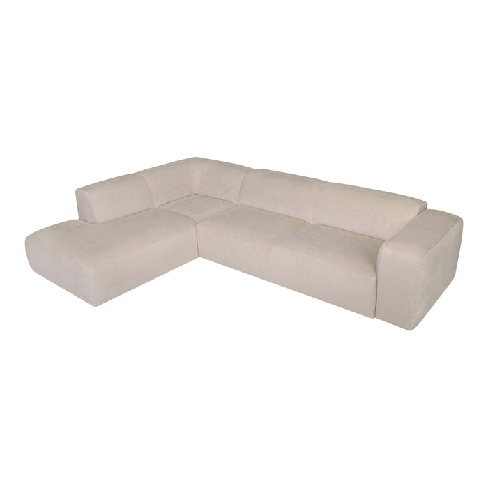 by fonQ Wonder 5-zits Hoekbank Links - Open Eind - Rib - Beige