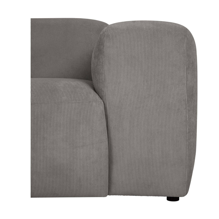 by fonQ Wonder 3-zits Hoekbank met Chaise Longue Links - Rib - Grijs