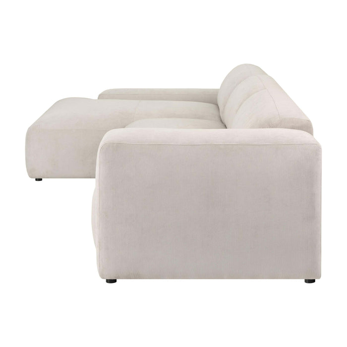 by fonQ Wonder 5-zits Hoekbank met Chaise Longue Links - Rib - Zand