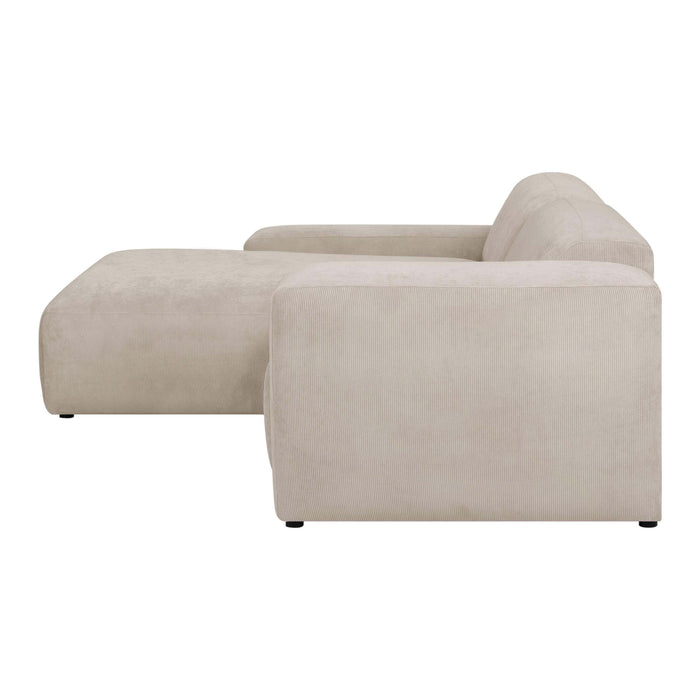 by fonQ Wonder 3-zits Hoekbank met Chaise Longue XL Links - Rib - Beige
