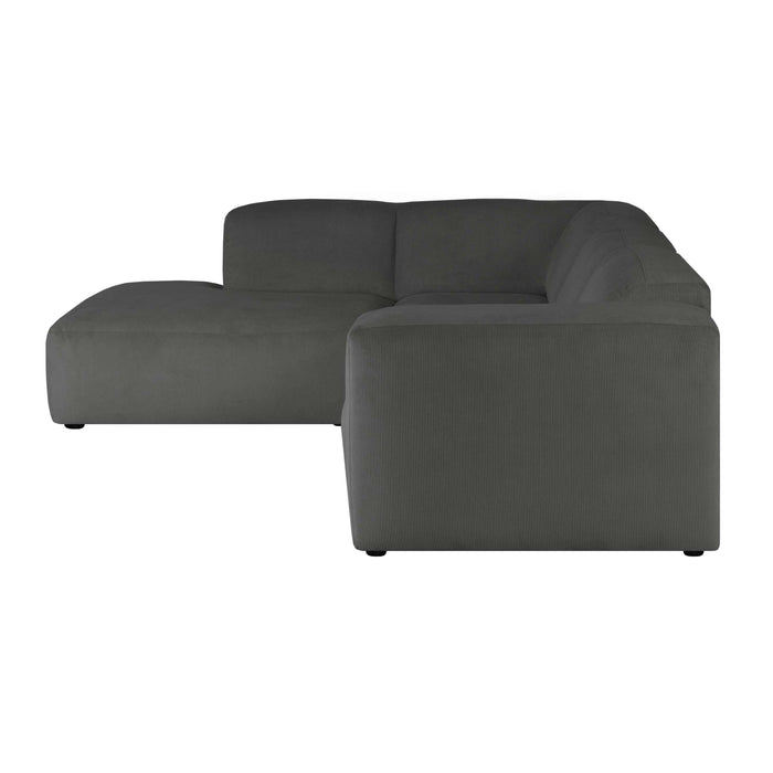 by fonQ Wonder 4-zits Hoekbank Links - Open Eind - Rib - Antraciet