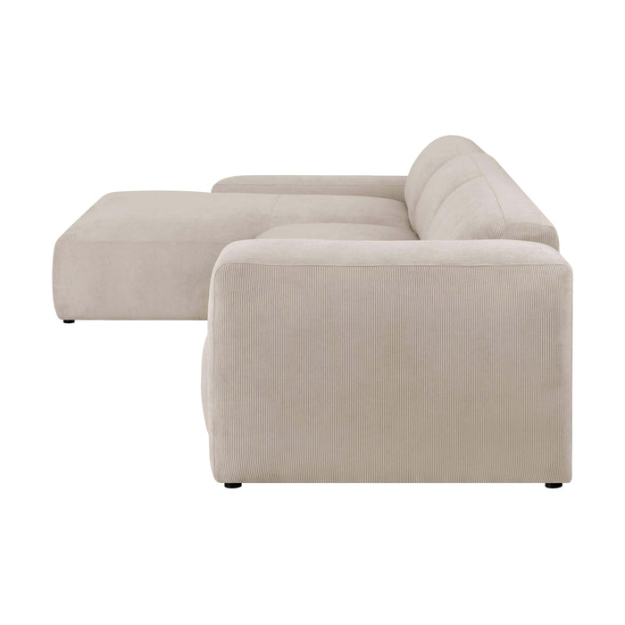 by fonQ Wonder 5-zits Hoekbank met Chaise Longue Links XL - Rib - Beige
