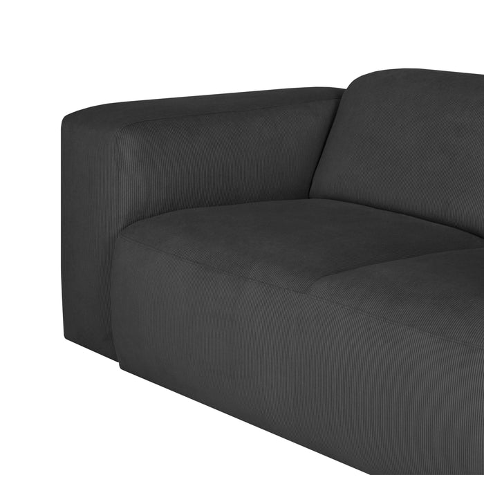 by fonQ Wonder 4-zits Hoekbank Links - Open Eind - Rib - Antraciet