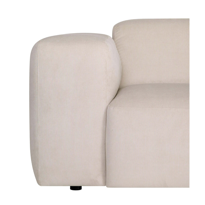 by fonQ Wonder 3-zits Hoekbank met Chaise Longue XL Links - Rib - Crème