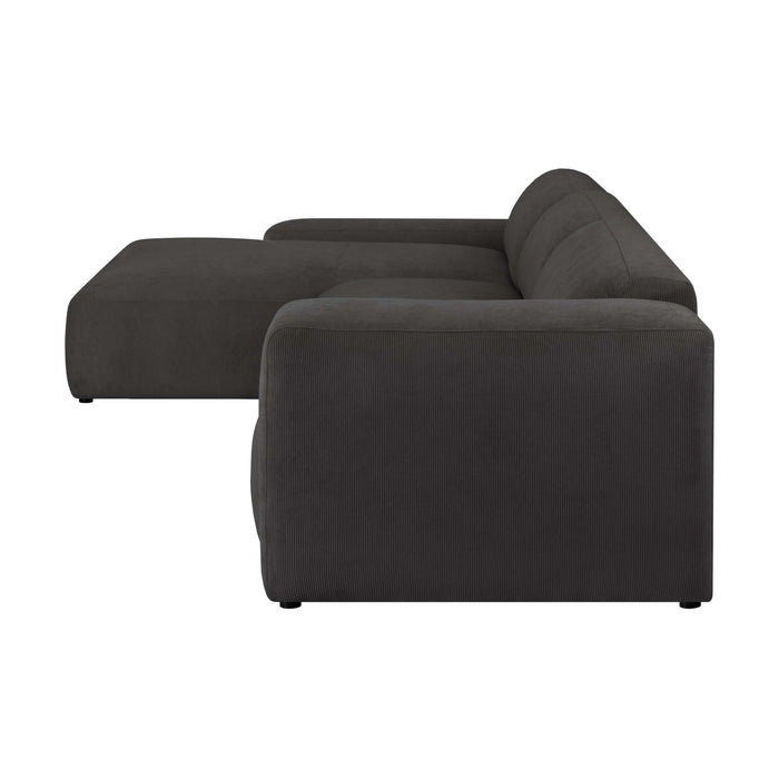 by fonQ Wonder 5-zits Hoekbank met Chaise Longue Links XL - Rib - Antraciet