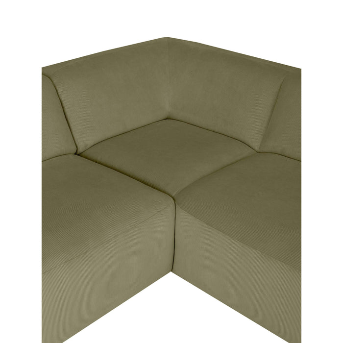 by fonQ Wonder 4-zits Hoekbank Rechts - Open Eind - Rib - Mosgroen
