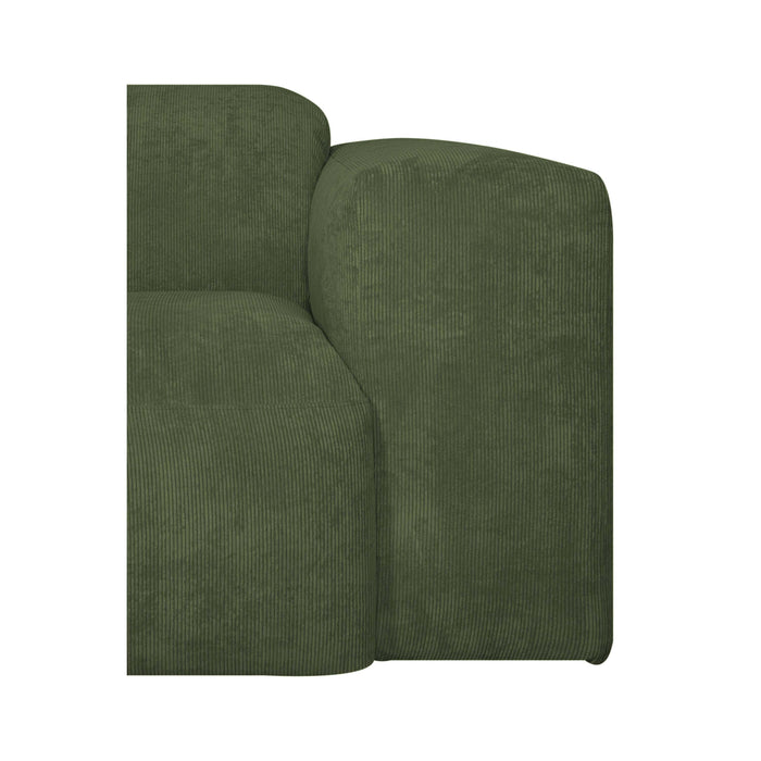 by fonQ Wonder 5-zits Hoekbank met Chaise Longue Links XL - Rib - Mosgroen