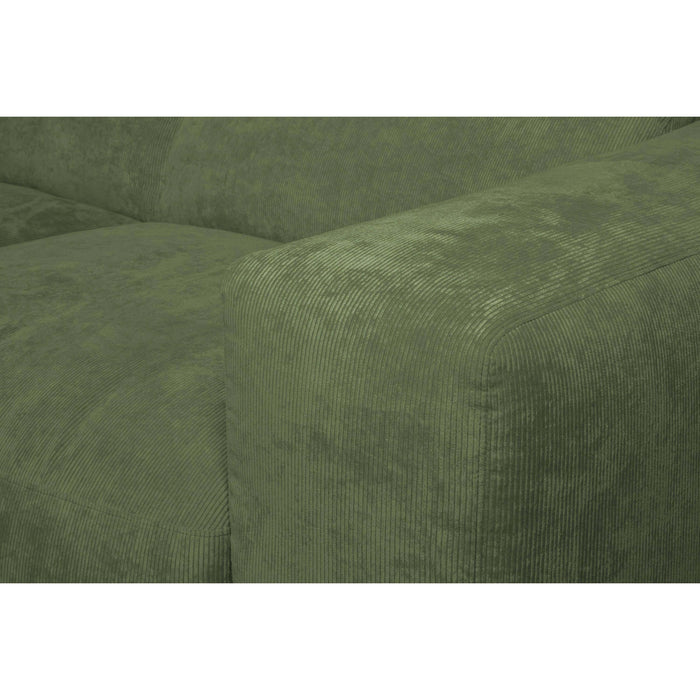 by fonQ Wonder 5-zits Hoekbank met Chaise Longue Links XL - Rib - Mosgroen