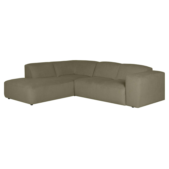 by fonQ Wonder 4-zits Hoekbank Links - Open Eind - Rib - Mosgroen