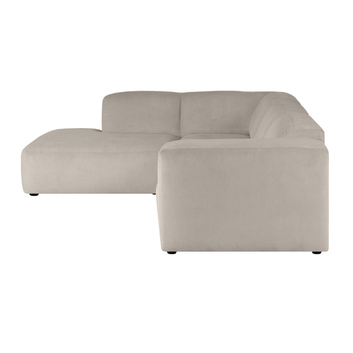 by fonQ Wonder 4-zits Hoekbank Links - Open Eind - Rib - Beige