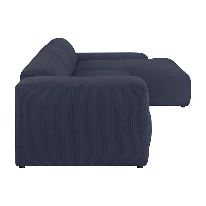 by fonQ Wonder 5-zits Hoekbank met Chaise Longue Rechts - Rib - Navy