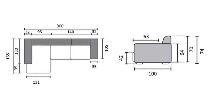 by fonQ  Plume 3-zits Hoekbank met Chaise Longue Links - Chenille - Antraciet