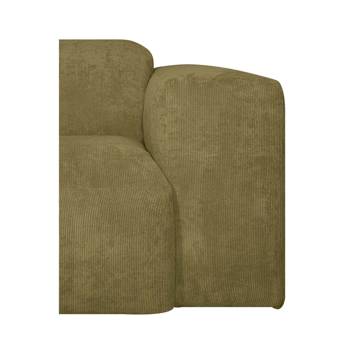 by fonQ Wonder 5-zits Hoekbank met Chaise Longue Links - Rib  - Mosgroen