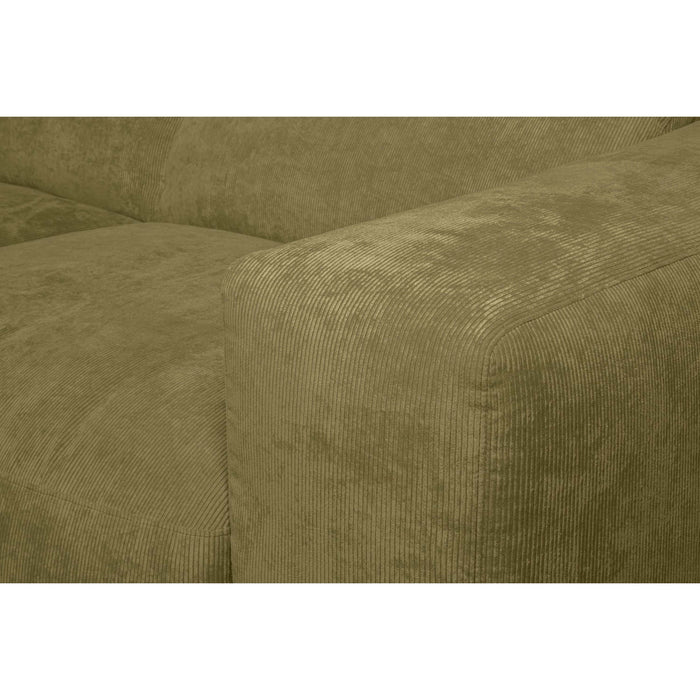 by fonQ Wonder 5-zits Hoekbank met Chaise Longue Links - Rib  - Mosgroen