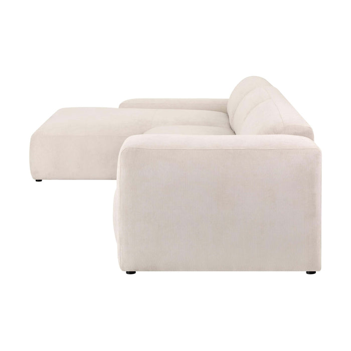 by fonQ Wonder 5-zits Hoekbank met Chaise Longue Links XL - Rib - Crème