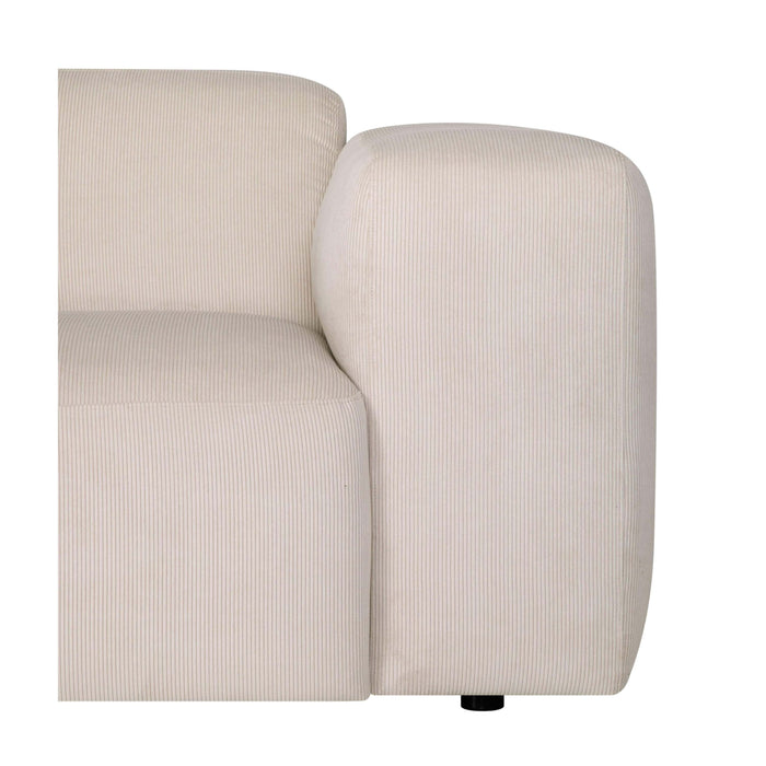 by fonQ Wonder 4-zits Hoekbank met Chaise Longue Links XL - Rib - Crème
