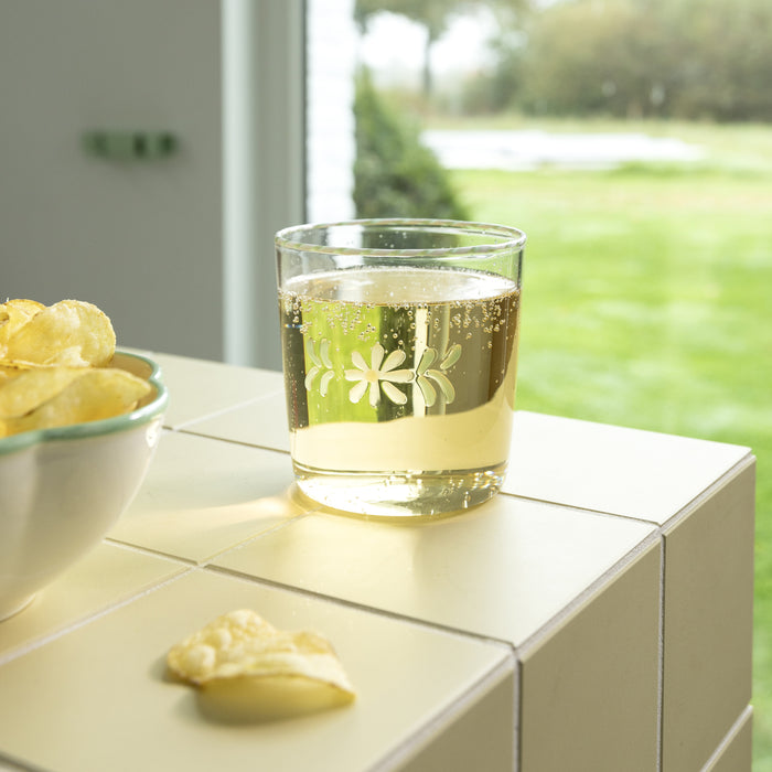 &k amsterdam Flora Waterglazen - Wit - Set van 2