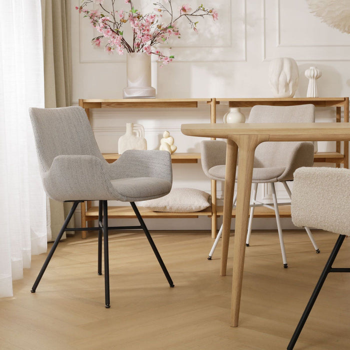 Nolon Noa-Eef Eetkamerstoel Beige Gemêleerd - met Armleuning - Wit