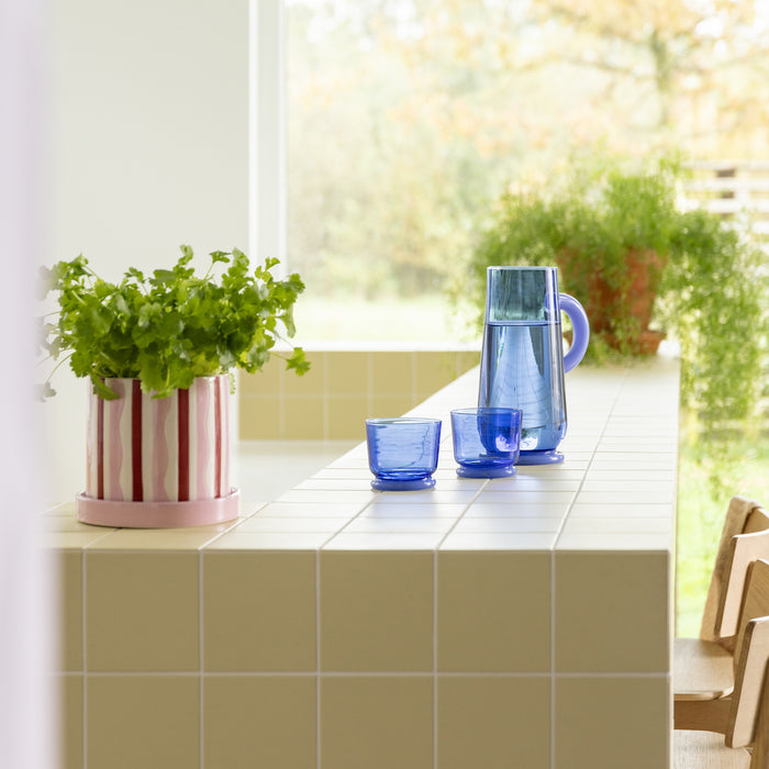 &k amsterdam Dew Waterglazen - Blauw - Set van 2