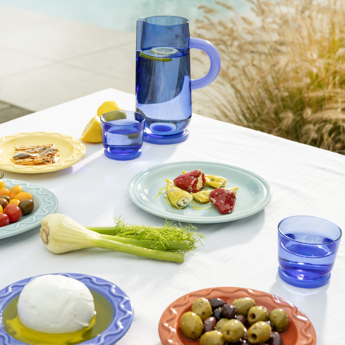 &k amsterdam Dew Waterglazen - Blauw - Set van 2