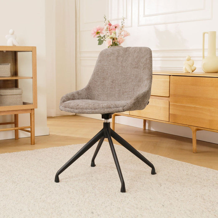 Nolon Nola-Isa Eetkamerstoel Bruin - Draaibaar Zwart Onderstel