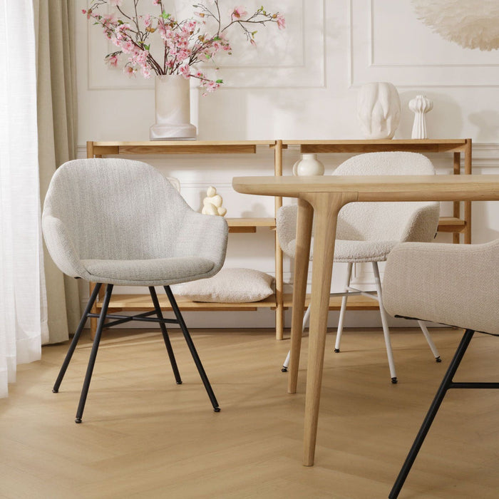 Nolon Noa-Mae Eetkamerstoel Beige Gemêleerd - Armleuning - Zwarte