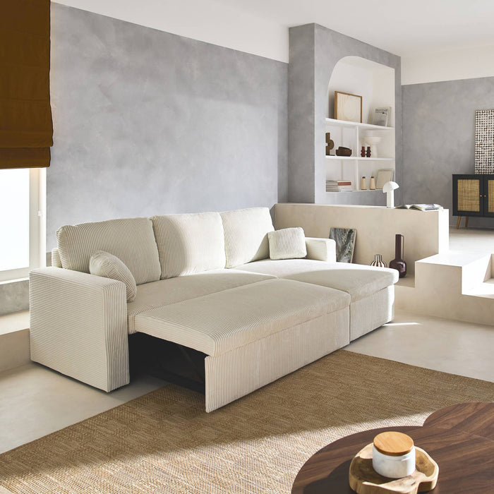 sweeek - 3-zits grote corduroy hoekbank