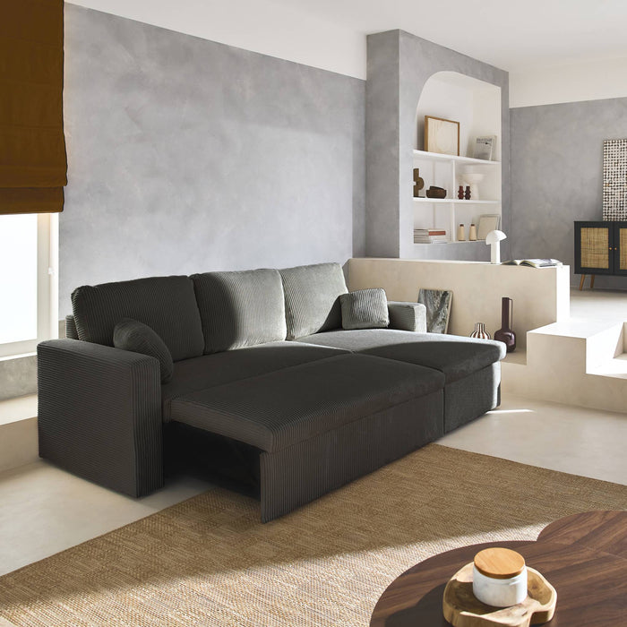 sweeek - 3-zits grote corduroy hoekbank