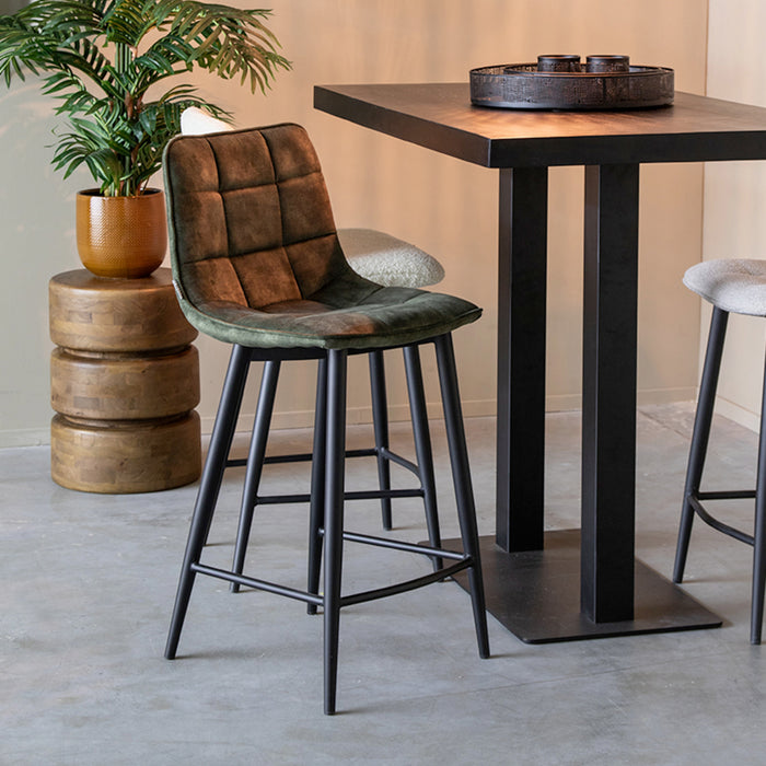 LABEL51 - Barkruk Jelt Laag - Hunter Velours - Zwart Metaal