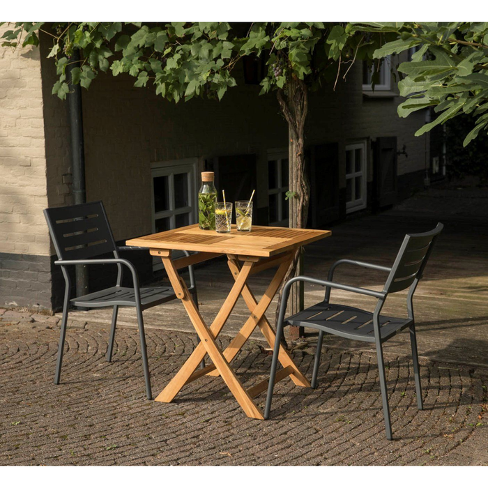 WOOOD Hawaii Tuinstoel Met Armleuning  - Aluminium - Grijs - 85x56x53