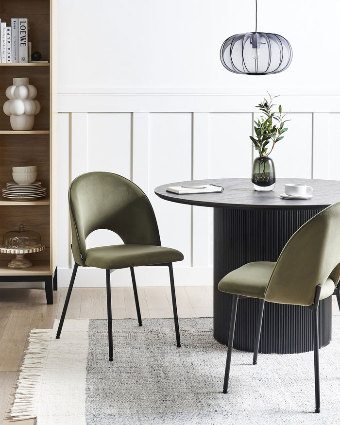 Beliani - COVELO - Eetkamerstoel set van 2 - Donkergroen - Fluweel