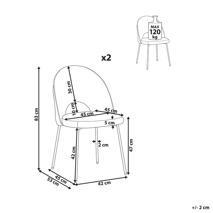 Beliani - COVELO - Eetkamerstoel set van 2 - Donkergroen - Fluweel