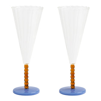 &k amsterdam Flute Perle Champagneglazen - Amber - Set van 2