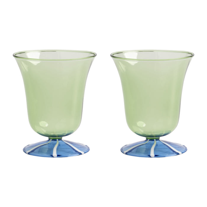 &k amsterdam Eve Waterglazen - Groen - Set van 2