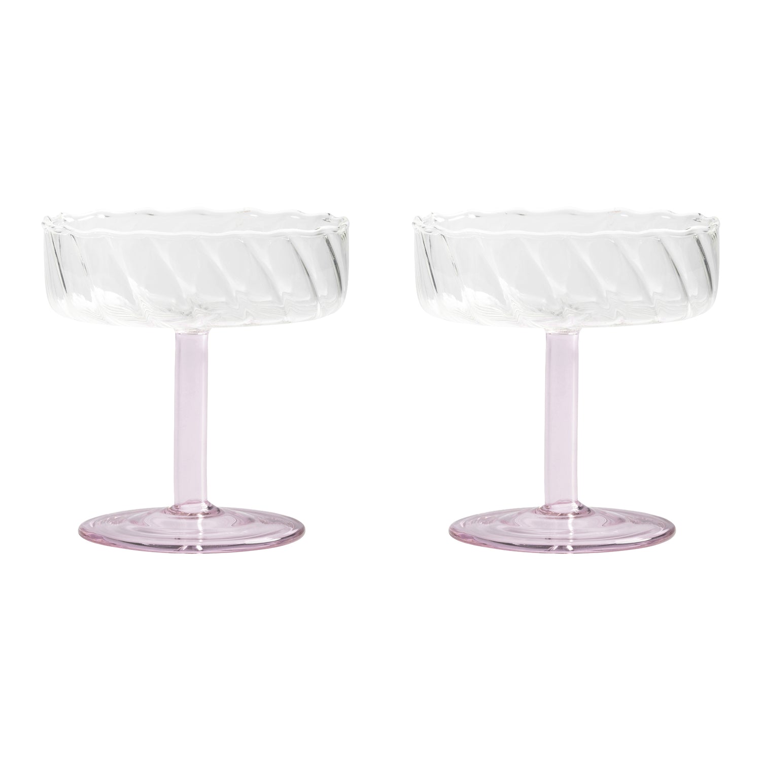 &k amsterdam Coupe Twirl Champagneglazen - Roze - Set van 2
