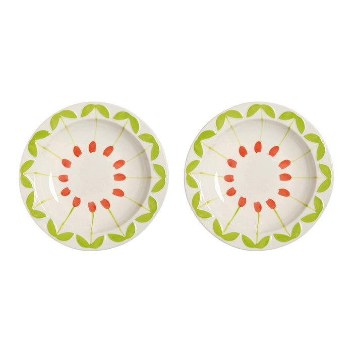 &k amsterdam Folk Kommen Ø 22,5 cm - Rood - Set van 2