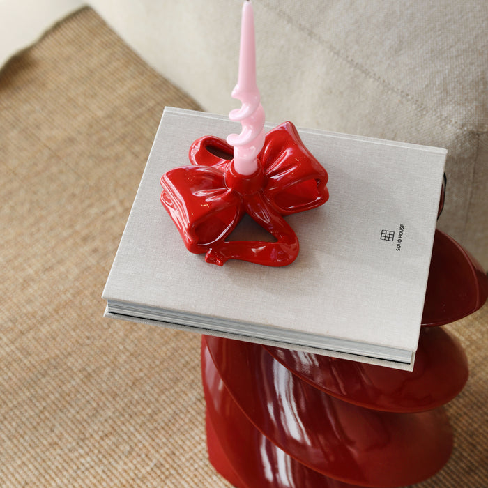 &k amsterdam Pillar Marshmallow Bijzettafel H 40 cm - Burgundy