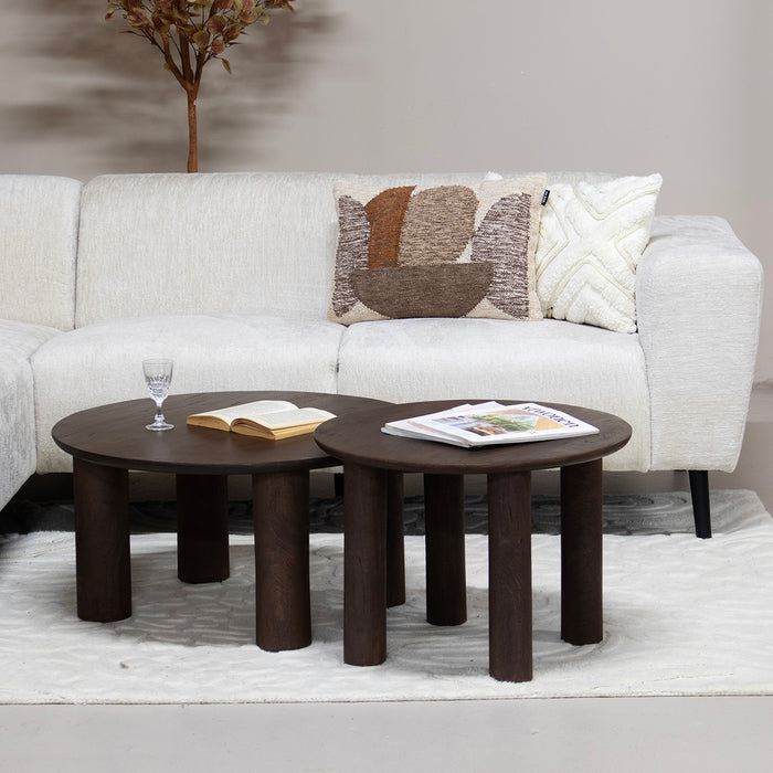 Giga Meubel - Salontafel Rond Donkerbruin 75cm - Mangohout - Misao