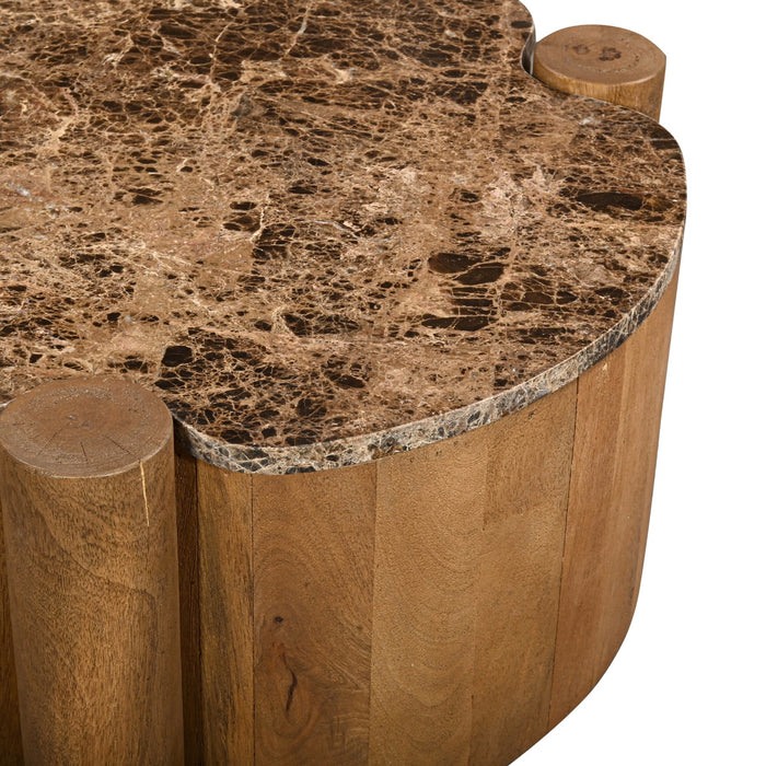 Giga Meubel - Salontafel Rond Marmer 60cm - Naturel Mangohout