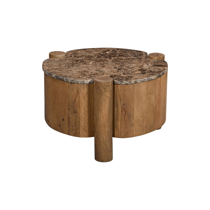 Giga Meubel - Salontafel Rond Marmer 60cm - Naturel Mangohout