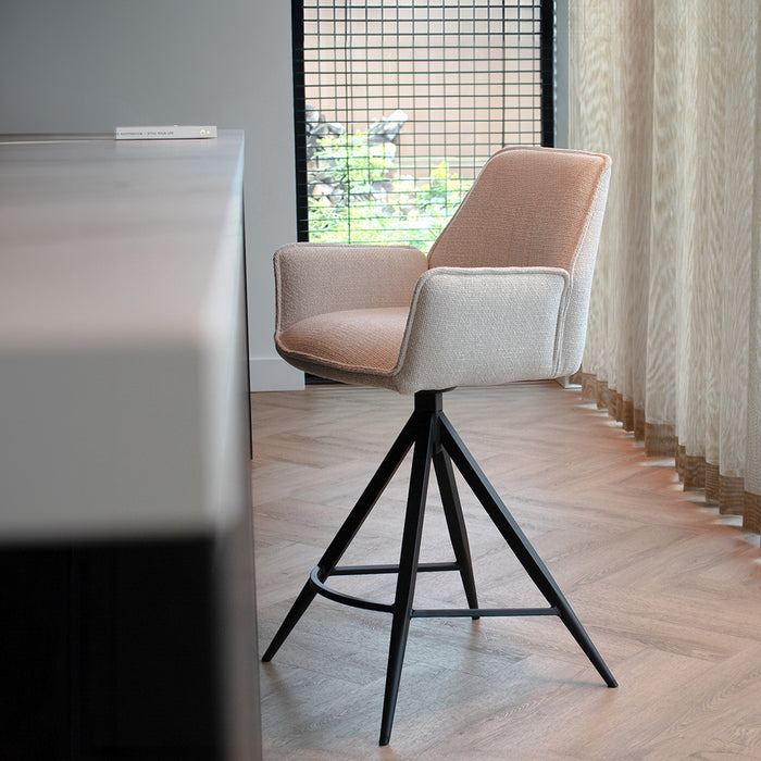 Giga Meubel - Barstoel Beige Stof - Zithoogte	66cm - Noa - Set van 2