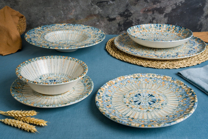 Bonna Gebaksbord - Luca Mosaic - Porselein - 17 cm - set van 6