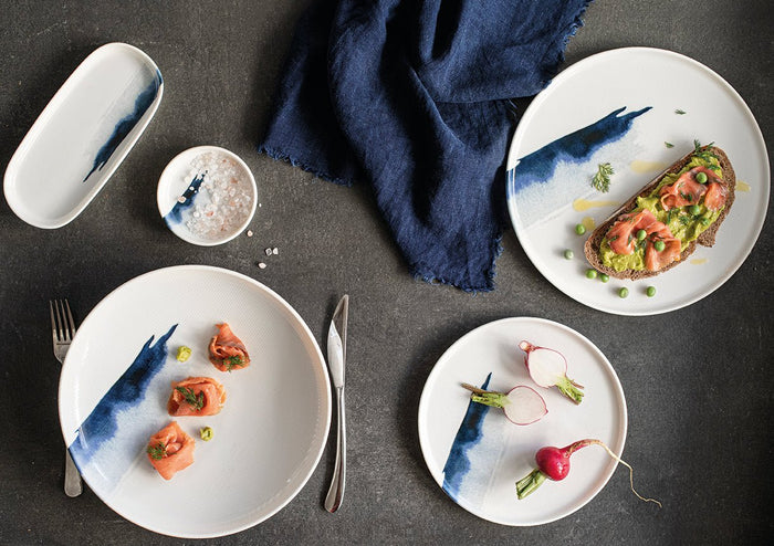 Bonna Serveerschaal - Blue Wave - Porselein - 21 cm - set van 2