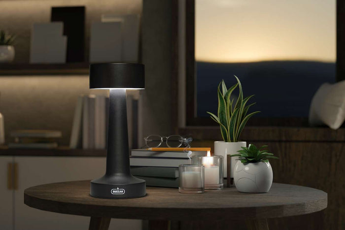 Buccan - Dumbbell tafellamp - Zwart - 3 lichtstanden en touchpanel