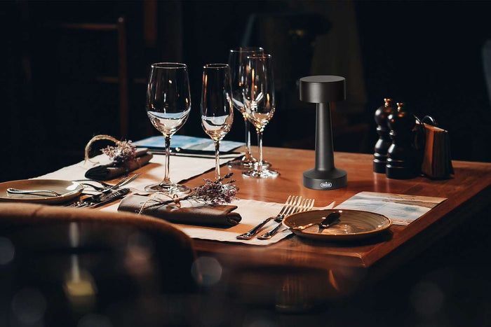 Buccan - Dumbbell tafellamp - Zwart - 3 lichtstanden en touchpanel