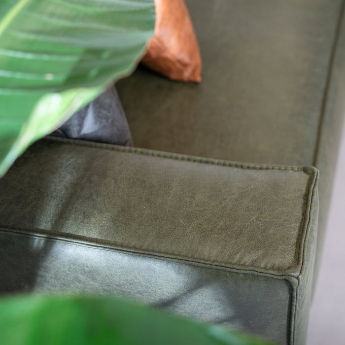 Bronx71 Industriële bank 3-zits Kansas eco-leer olijfgroen