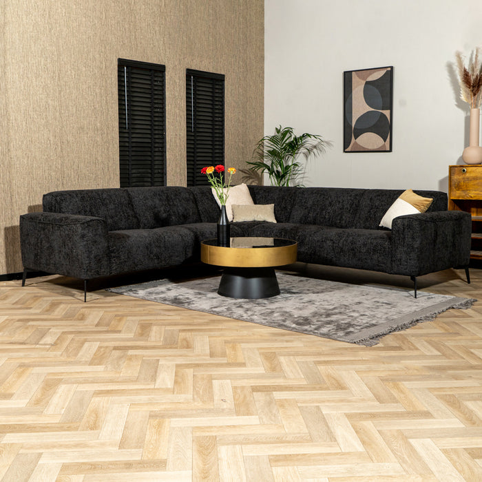 Bronx71 Hoekbank Vegas zwart stof chenille links|rechts